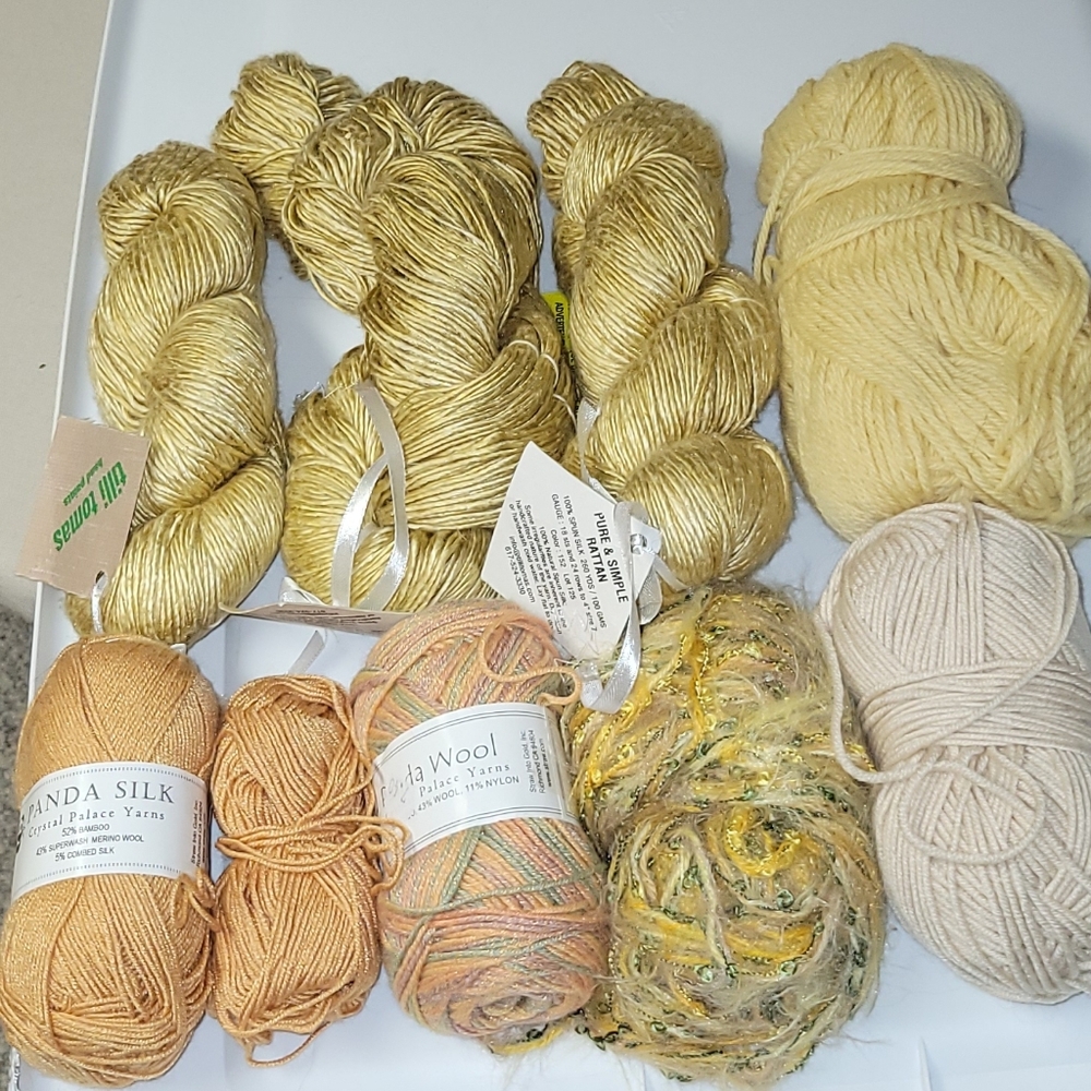 Luxurious Silk, Bamboo, Wool Yarn Set - Cream, Gold, Peach